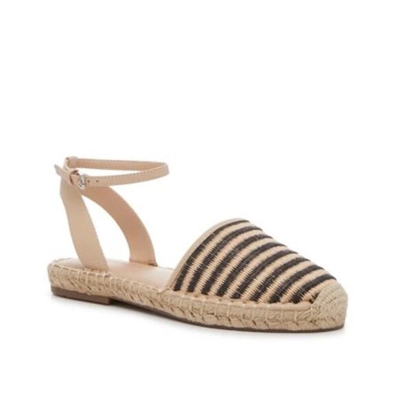 Marc Fisher Shoes - NWT Marc Fisher Bessie Espadrille Flat Black Beige Stripe Size 9